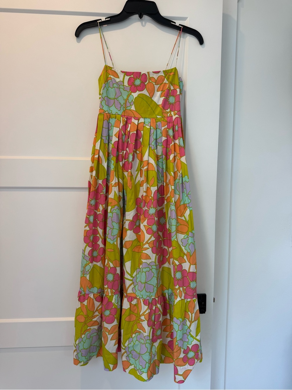 SWF Floral Spaghetti-Strap Maxi Dress in Pink & Green